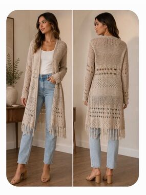 99 Jane Street Cream Knit Cardigan size Small